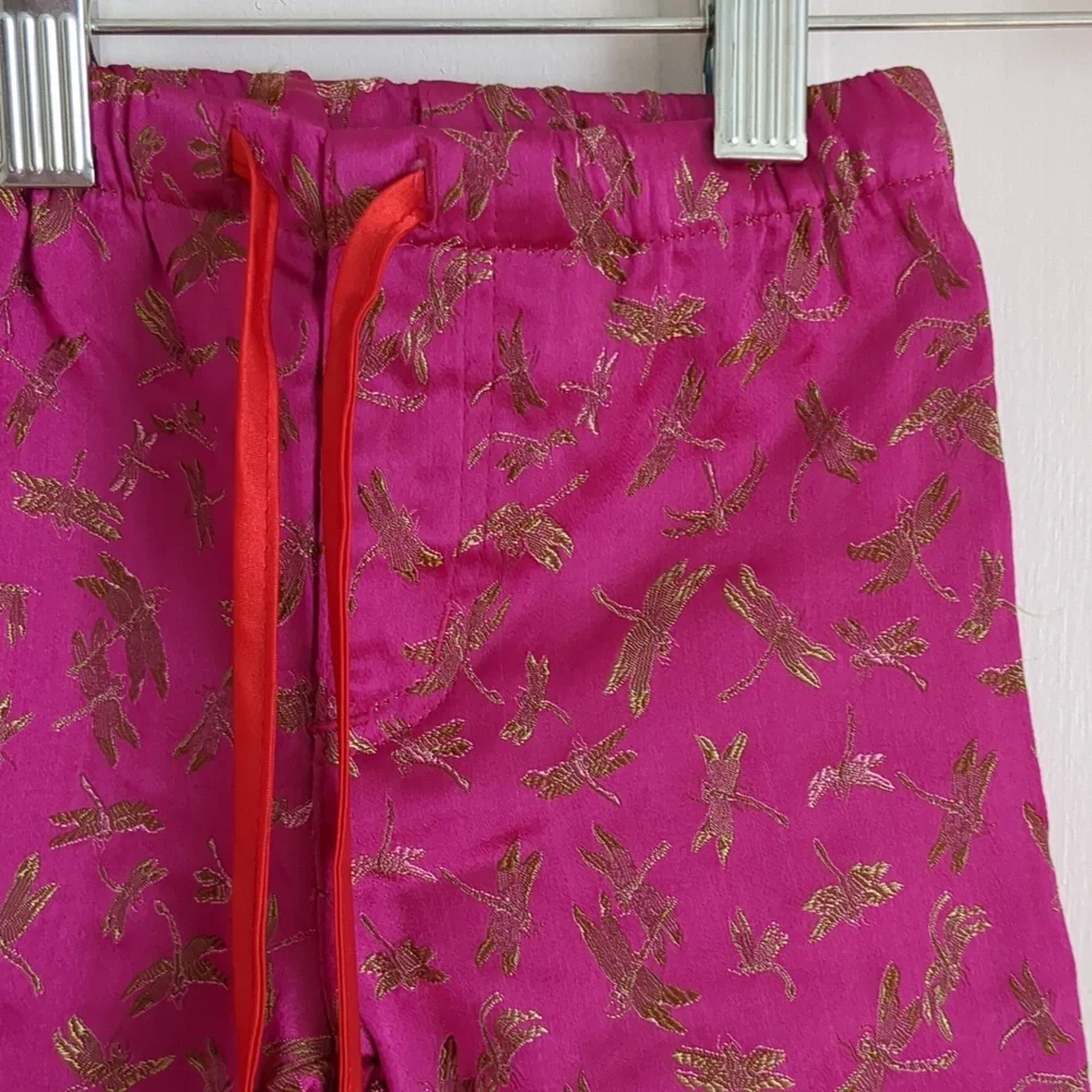 18M Mimi & Maggie Pink Red Gold Pants Shiny Dragonfly Drawstring Bottoms